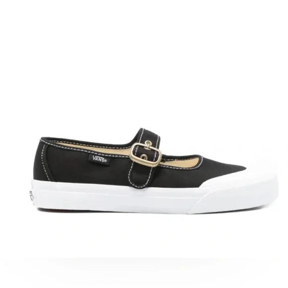 NEW VANS BLACK CANVAS MARY JANE BUCKLE WHITE RUBBER SOLE SNEAKERS SZ 8 BRAND NEW - Picture 5 of 15